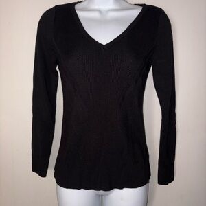White House Black Market Black Long Sleeve V-Neck Top
